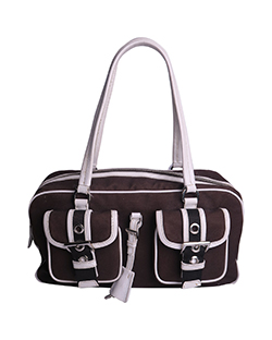 Pocket Shoulder Bag, Fabric, Brown, M, PLK/DB, 1